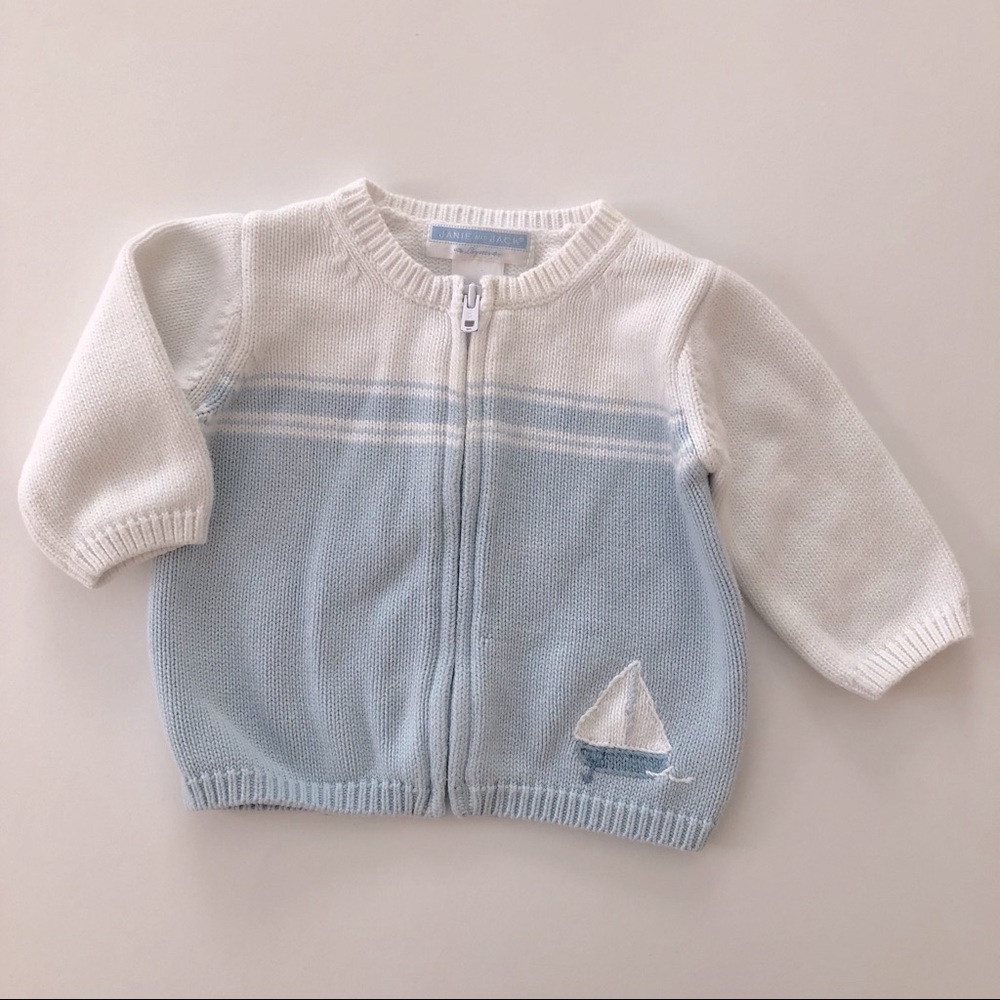 Janie and Jack sailboat sweater 0-3M EUC